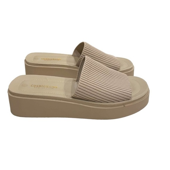 CUSHIONAIRE Women's Pim Platform Sandal KNIT with Memory Foam SZ 10 Taupe Weave - Picture 9 of 10